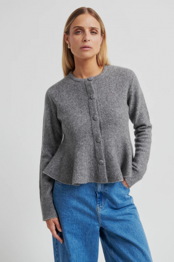 Second female Hiva Peplum Knit Cardigan