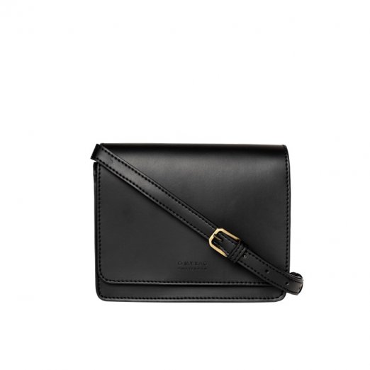 O my bag audrey mini black apple leather- checkered strap