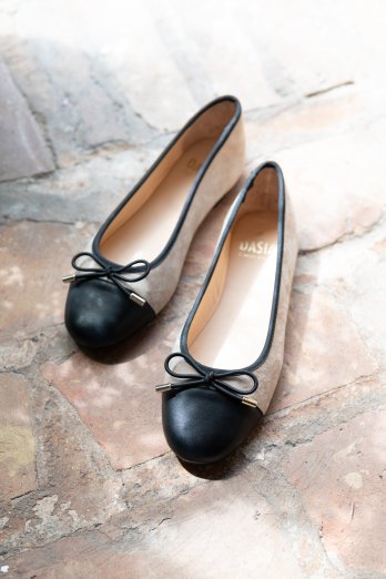 Ballerina svart skinn /taupe mocka