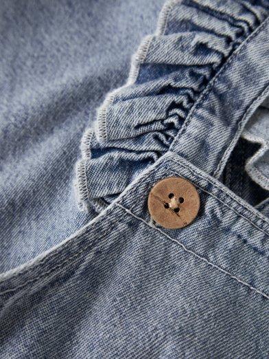 Lil atelier jeans hängslebyxa med volang