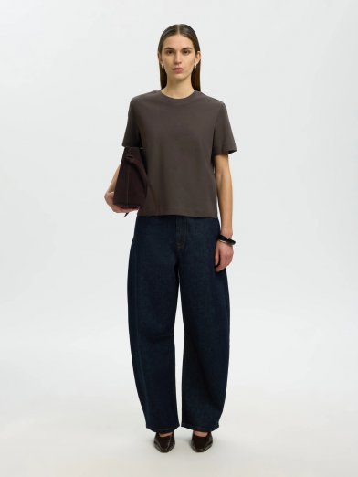 Selected femme boxy tee brun