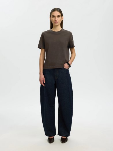 Selected femme boxy tee brun