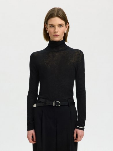 Selected femme wool polo svart