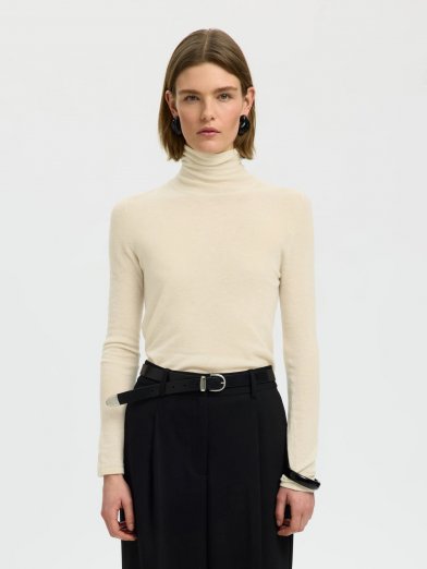Selected femme wool polo birch