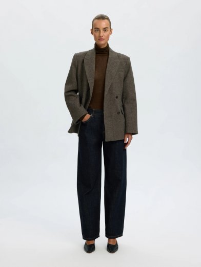 Selected femme wool polo brun