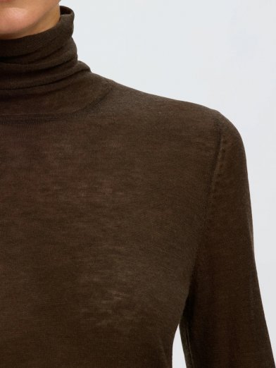 Selected femme wool polo brun