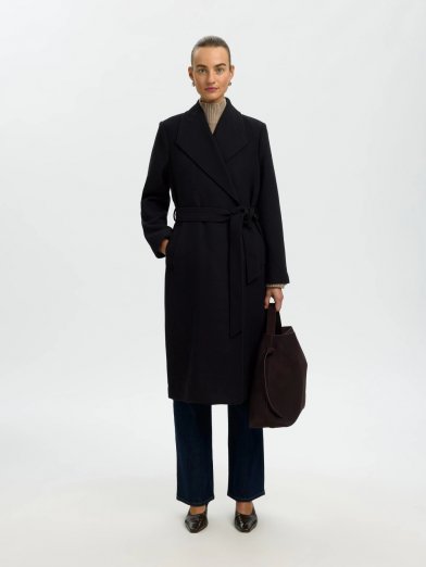 Selected femme wool rosa coat svart