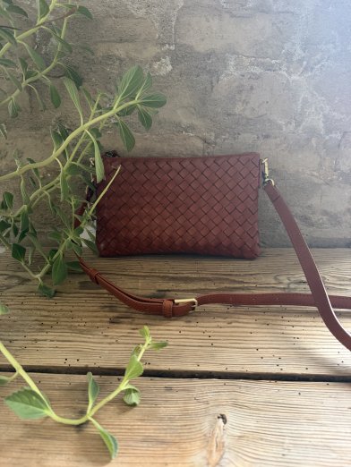 O my bag Lexi - Cognac Woven Classic Leather
