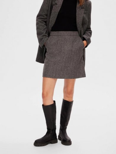 Selected femme ula mini knit wool skirt