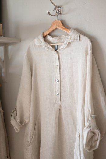 Linneklänning maria beige kort