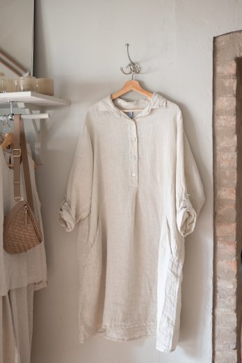 Linneklänning maria beige kort