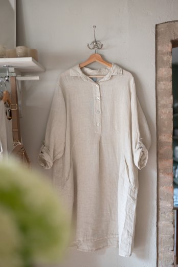 Linneklänning maria beige kort