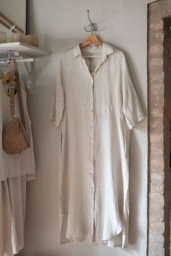 Skjortklänning Joan linne beige