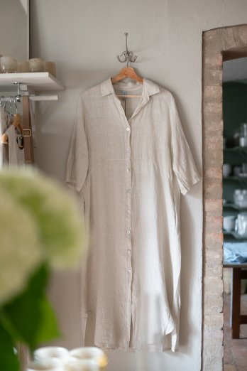 Skjortklänning Joan linne beige