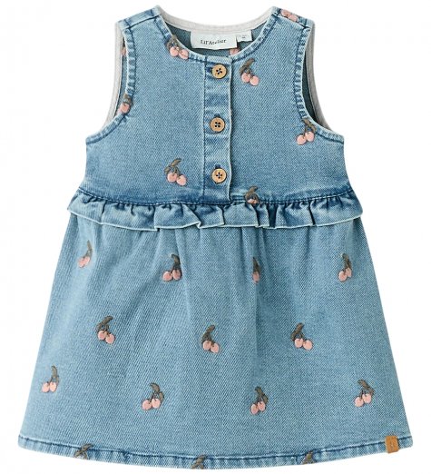 jeansklänning med körsbär lil atelier