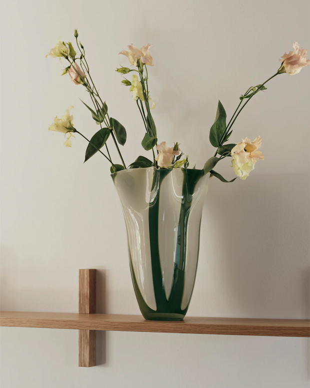 Broste Liva Vase Green/White