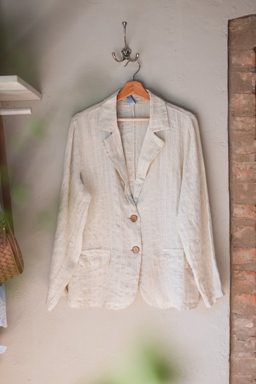 Linnekavaj beige/vit randig