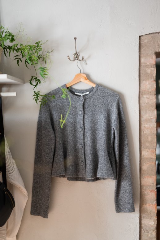 Second female Hiva Peplum Knit Cardigan