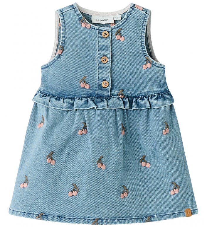 jeansklänning med körsbär lil atelier